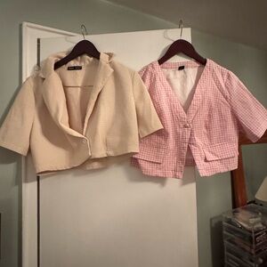 Cream and Pink Blazers Set